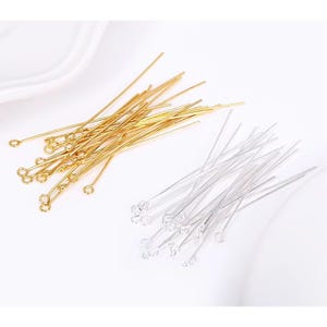 Stainless Steel Eye Pins For DIY Jewelry Making - 50pcs