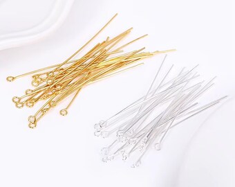 Stainless Steel Eye Pins For DIY Jewelry Making - 50pcs