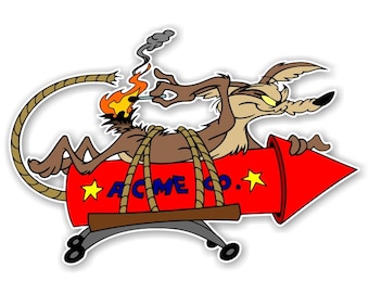 4/" Looney Tunes COYOTE on ACME ROCKET Embroidered Iron-On Patch WILE E