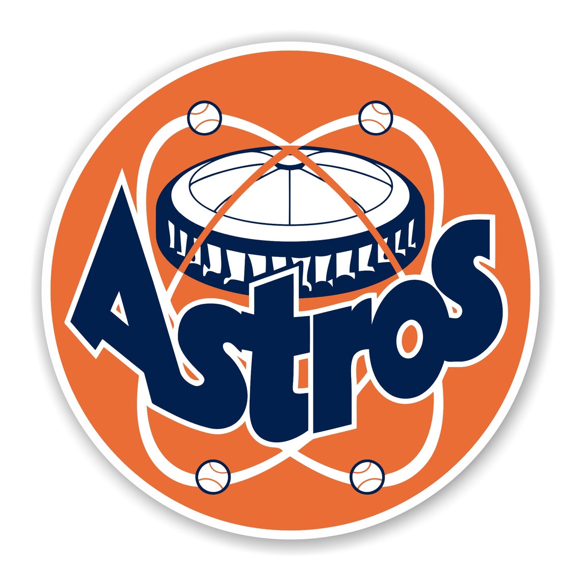 Houston Astros Retro Round Decal Etsy