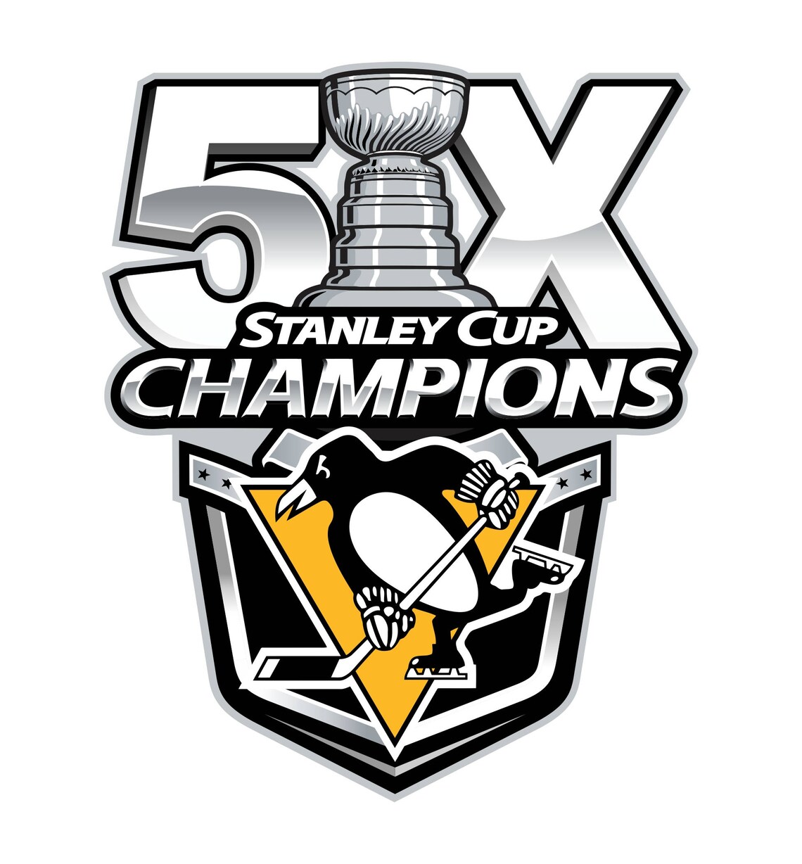 Pittsburgh Penguins 5 Times Stanley Cup Champions Decal / | Etsy