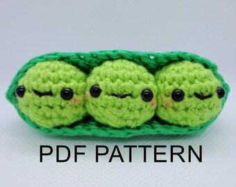 Amigurumi Pea Pod PDF Pattern | Crochet Pea Pattern | Peas In A Pod Pattern | Crochet Toy Pattern | Cute crochet gift |