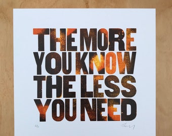 The more you know. Letterpress art print.