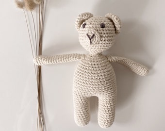 Gatito amigurumi de ganchillo – Algodón natural, juguete ecológico para bebés