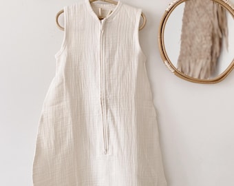 Organic Cotton Muslin Baby Sleeping Bag: 0-6 Months, Gender Neutral