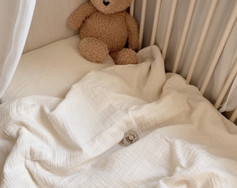 Juego de ropa de cama para bebé de muselina orgánica con