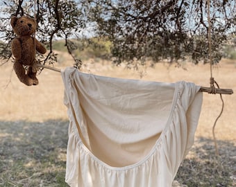 Naturaborn GOTS Certified Organic Muslin Fitted Sheet – Handmade Baby/Toddler Bedding, Custom Size