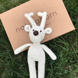 Handmade Amigurumi Deer Toy, Crocheted Natural Fibers Toy, Cute and Soft Baby Toy, Gift for Newborn, Crochet Animal Toy for Toddler
