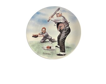 knowles Norman Rockwell Dekorative Platte 2003 "Batter Up" W / COA