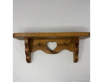 Vintage 16 "Holz kleines Wandregal Herz ausgeschnitten Heringe Land Bauernhaus Dekor
