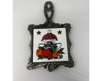 Obst Lampe Untersetzer Gusseisen Keramik Keramik Schale Hot Pad Untersetzer Kitchy Vintage 1970er Jahre