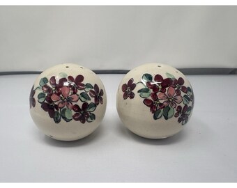 Saliera e pepiera vintage "Floral Globes" - Giappone MCM Rosa Marrone Verde