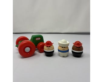 Vintage 1990 Little Tikes Toddle Tots Chunky People Lot von 3 Figuren 1 Traktor
