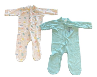 2 Pair Vintage Baby Terry Cloth Footed Pajamas 16-19lb Sleepers 1990's Dreamland