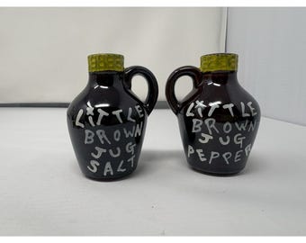 Vintage Japan Ceramic Little Brown Jug Salt & Pepper Shakers 1950's