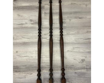 Set Von 3 Vintage Holz Spindeln 120er Retro 70er Jahre Balustraden Treppen Dekor