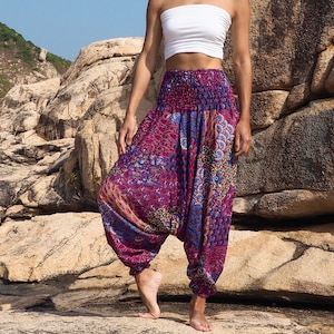 Summer Baggy Pants, Hippie Yoga Pants, Women Harem Pants, Dance Pants, Thailand Travel Pants, Boho Beach Pants