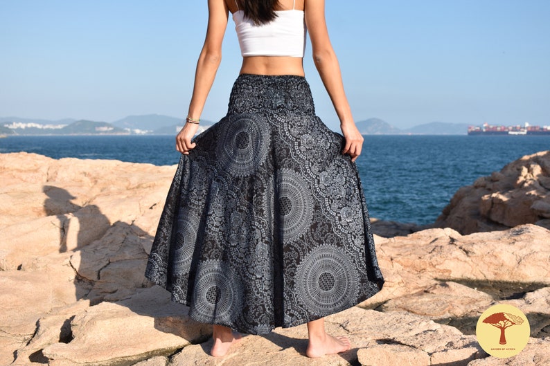 Women Dress Boho Beach skirt Wrap skirt African Thailand Summer Skirt Mandala Bohemian Hippie Festival Clothing Coconut Buckle