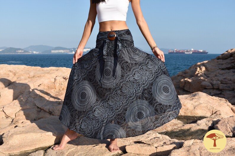 Women Dress Boho Beach skirt Wrap skirt African Thailand Summer Skirt Mandala Bohemian Hippie Festival Clothing Coconut Buckle