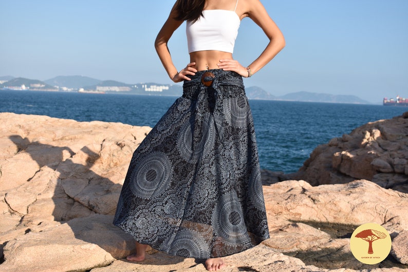 Women Dress Boho Beach skirt Wrap skirt African Thailand Summer Skirt Mandala Bohemian Hippie Festival Clothing Coconut Buckle
