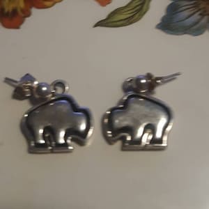 Vintage Handmade Bear Sterling Silver Earrings Drop Southwestern
