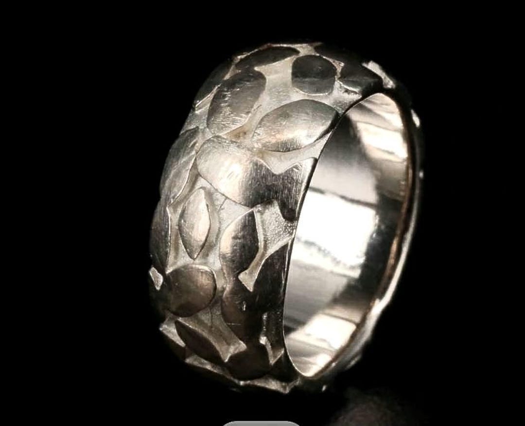 Heavy Design Rings Heavy Sterling Silver Ring Womens Mens Wedding Band Vintage Handmade ...