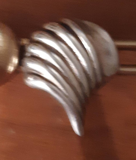 Estate Vintage Solid Sterling Silver Shell Earrin… - image 4