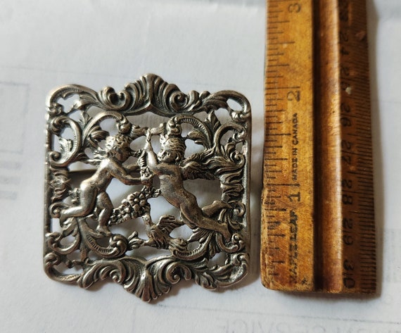 Rare Large Cini Sterling Silver Brooch Vintage Fl… - image 2