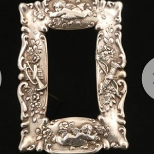 Antique Large Victorian Sterling Converter Brooch Pendant Putti Cherubs Accents cupid love