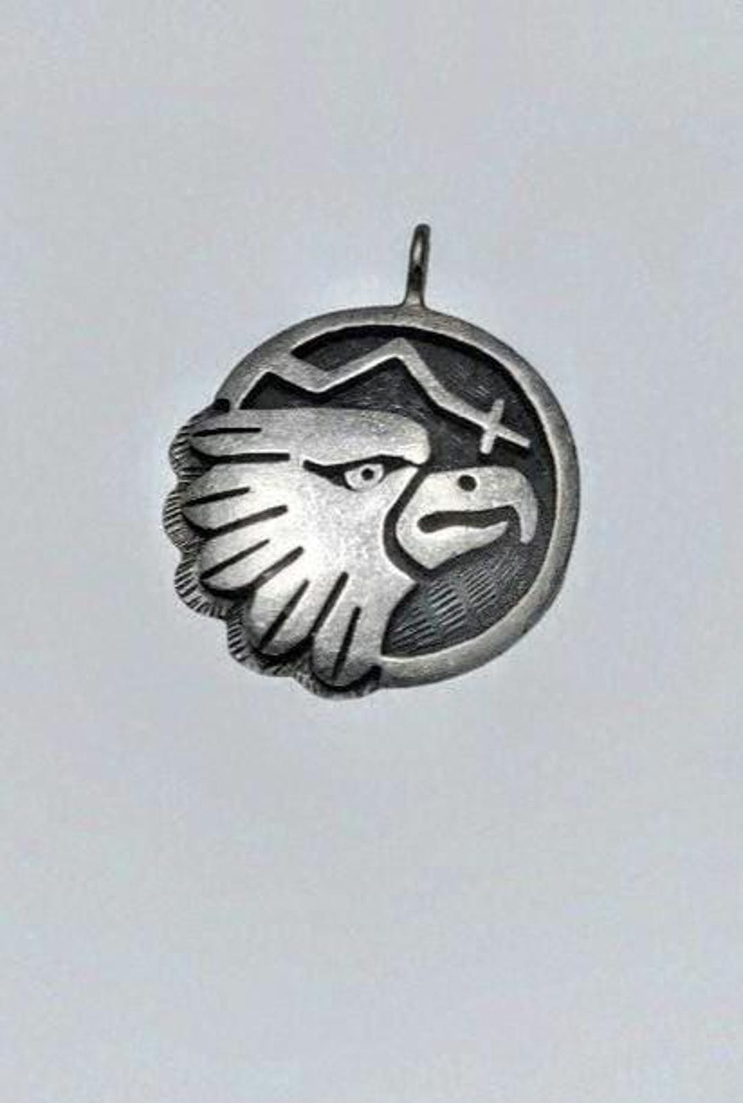 Hopi Steven Sockyma Sterling Silver Pendant Eagle Vintage Handmade