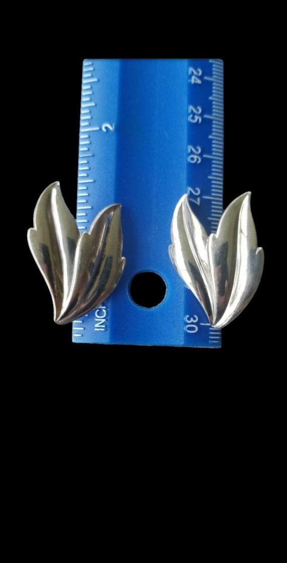Estate Sterling Silver Art Nouveau Earrings Leaf D