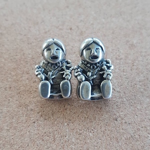 Carol Felley Estate Kachina Doll Storyteller Handmade Sterling Silver Signed Vintage Southwest Earrings Girl