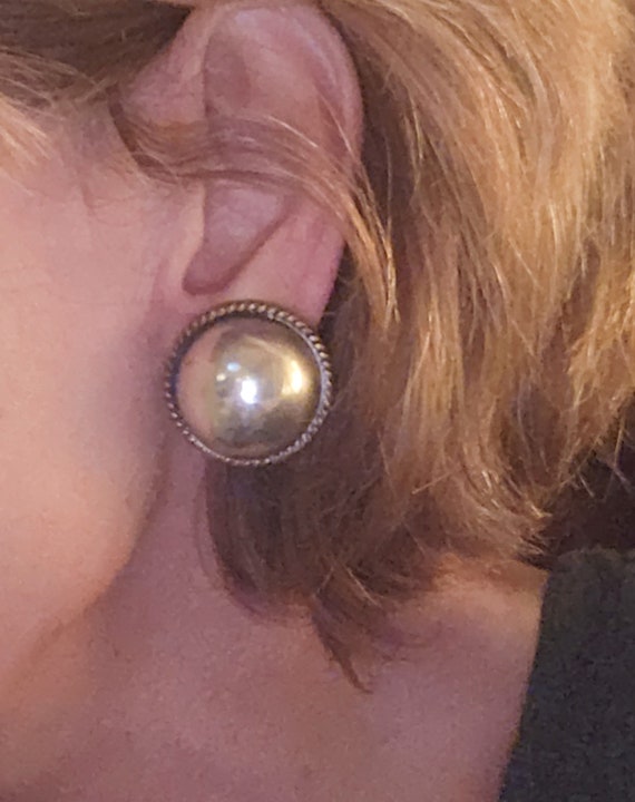 Heavy Taxco Handmade Earrings Large Button Earrin… - image 2
