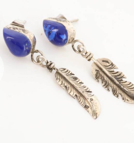 Estate Vintage Mexican Sterling Silver Earrings F… - image 1