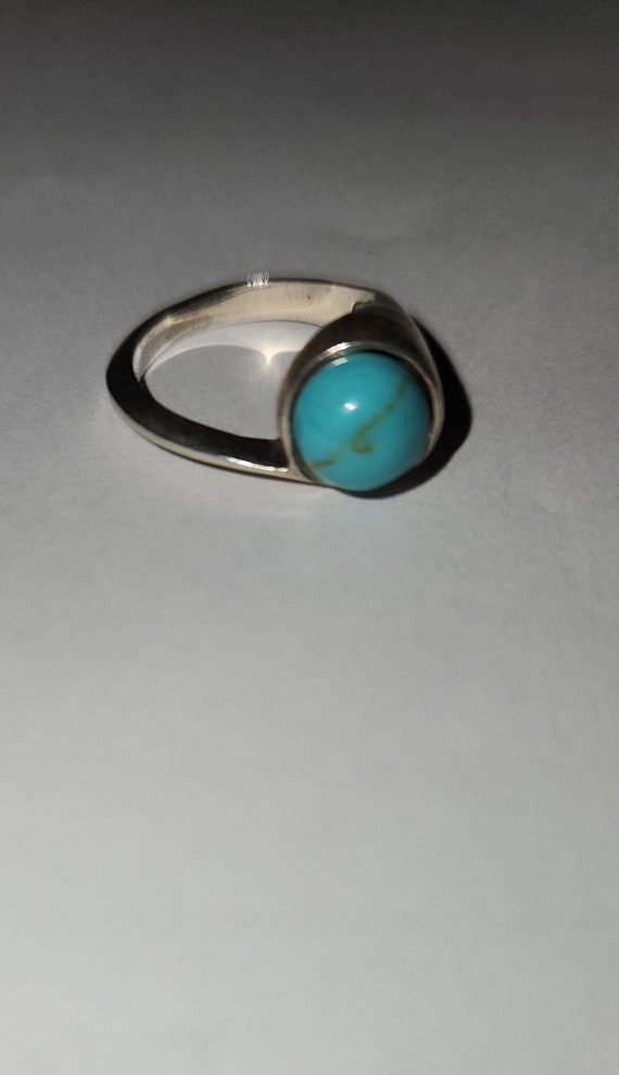 Estate Turquoise Sterling Silver Ring Modern Minim