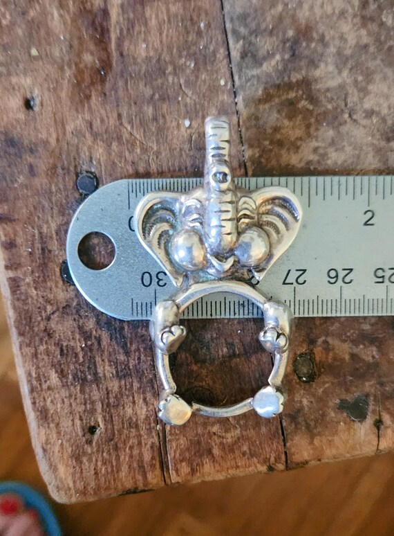 Large Solid Sterling Silver Elephant Pendant pict… - image 8