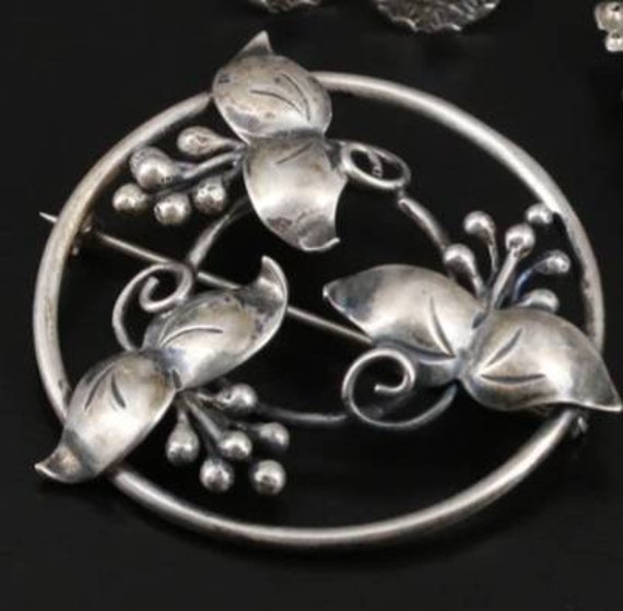 Estate Vintage floral brooch Sterling Silver open… - image 1