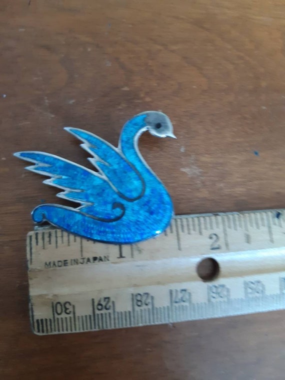 Estate Taxco Handmade Vintage Enamel Swan Mexican… - image 3