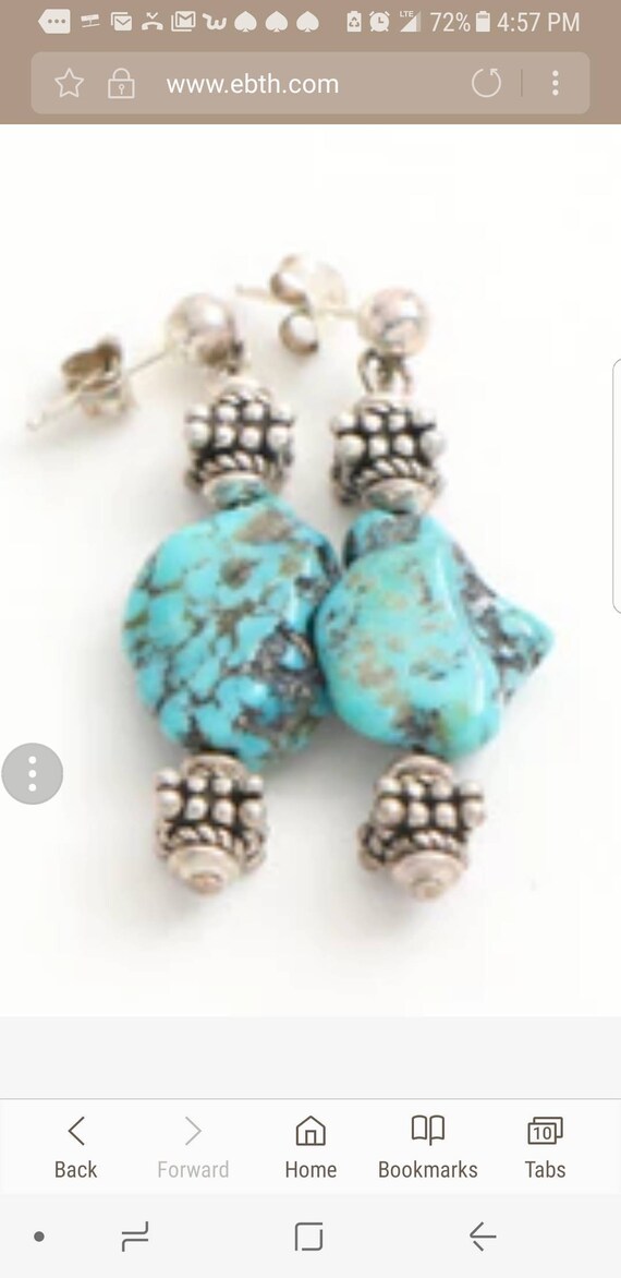 Estate Turquoise and Sterling Silver Earrings,Vint