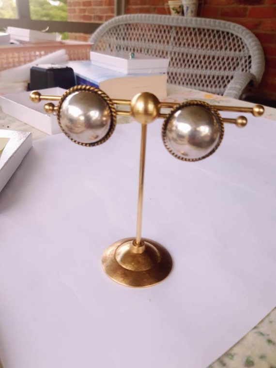 Heavy Taxco Handmade Earrings Large Button Earrin… - image 3