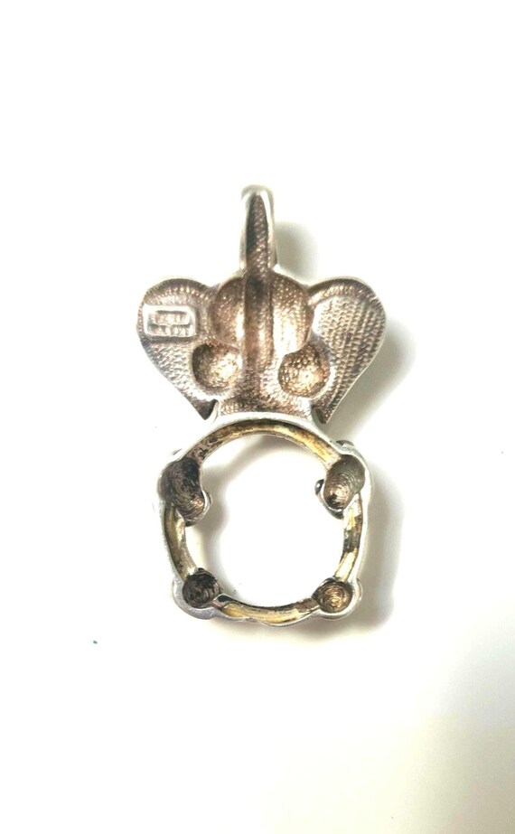 Large Solid Sterling Silver Elephant Pendant pict… - image 6
