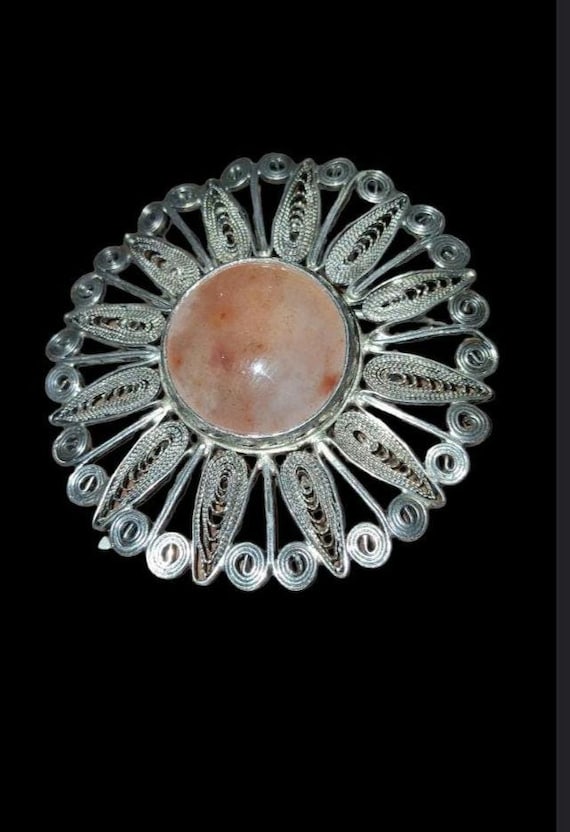 Antique Sterling Silver Filigree Brooch Handmade Brooch