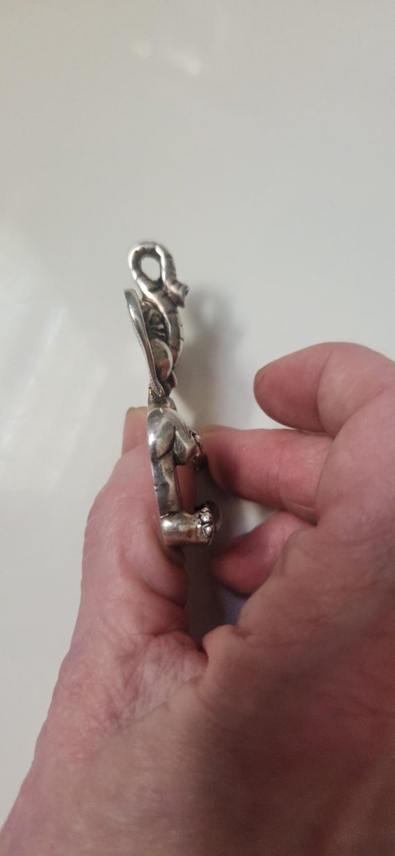 Large Solid Sterling Silver Elephant Pendant pict… - image 5