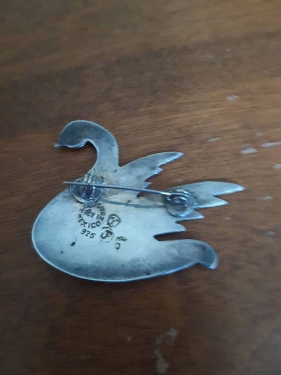 Estate Taxco Handmade Vintage Enamel Swan Mexican… - image 4