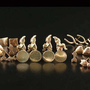 Estate 14K Gold Solide Ohrringe Ohrstecker Hund Wishbone Wichtel Herz Pfeil Eule Ohrläppchen Knorpel