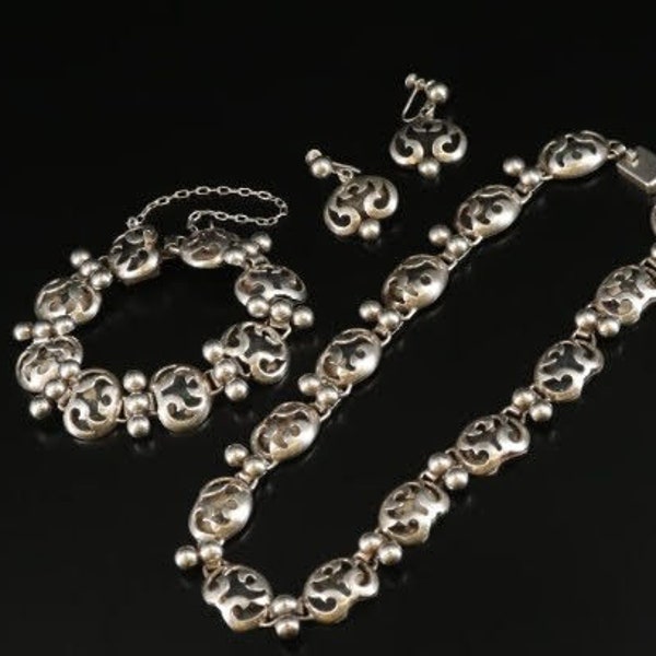 Ana Maria Nunez de Brilanti Taxco Sterling Silver Angel Shadowbox Necklace Bracelet Earrings
