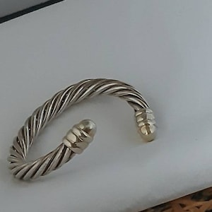 Heavy Twisted Sterling Silver Bypass Cuff Bracelet Vintage Bangle Rope Cuff Adjustable