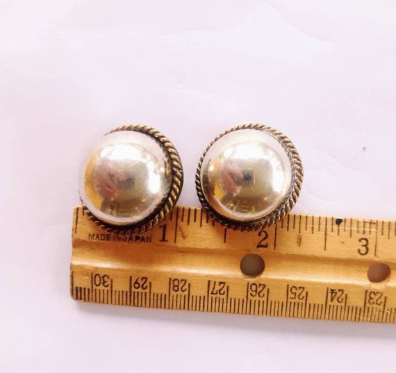 Heavy Taxco Handmade Earrings Large Button Earrin… - image 4