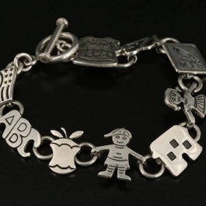 Zware schoolthema sterlingzilveren armband appelvlag jongens meisjes school huis leraar cadeau schoolhoofd cadeau