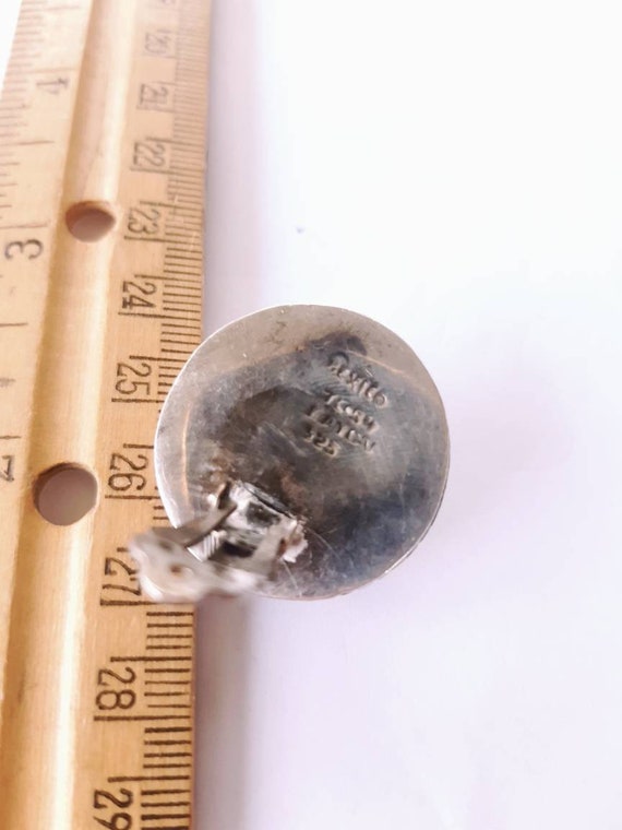 Heavy Taxco Handmade Earrings Large Button Earrin… - image 5